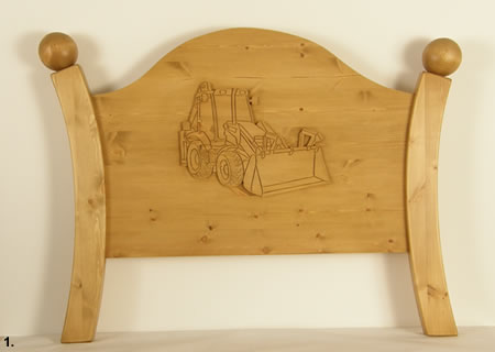 Headboard customised with Digger carving